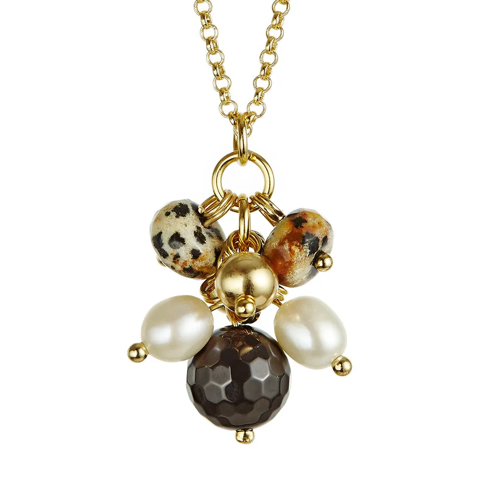 Jersey Pearl Joy Black Agate & Dalmatian Stone Pearl Pendant 1931501