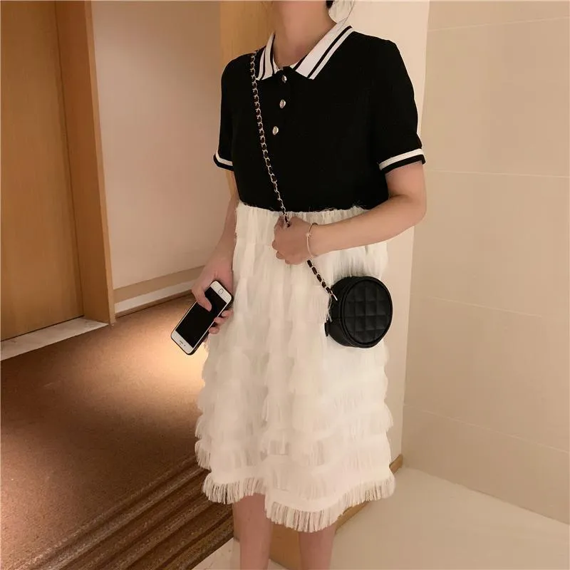 Kawaii Tassel False Two-piece Dress