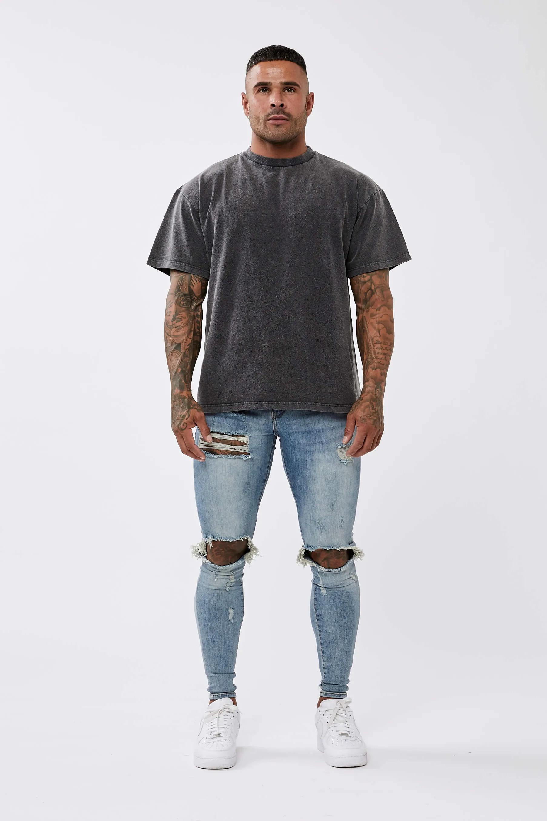 LEGEND* BASICS OVERSIZED T-SHIRT - WASHED GREY