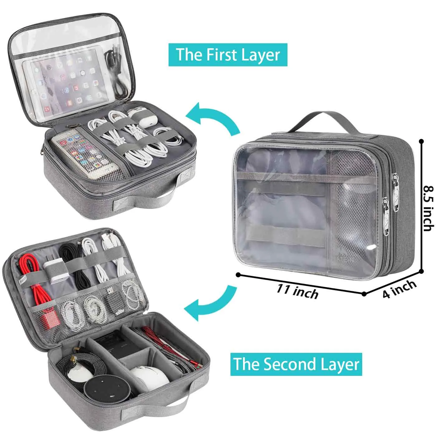 Matein Clear Electronics Travel Organizer