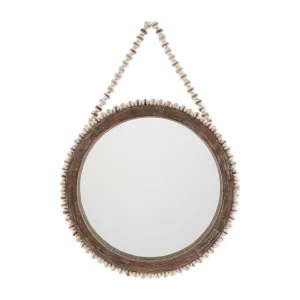 Mudpie Large Wooden Beaded Hanging Mirror