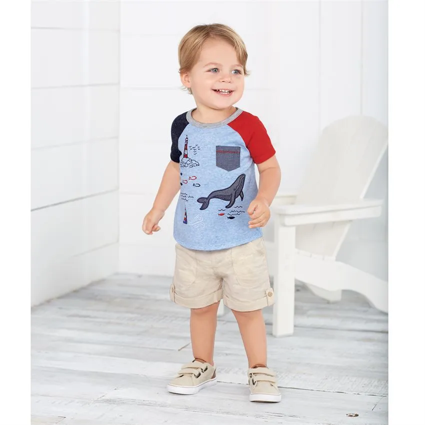 Mudpie Nautical Whale Applique Short Set