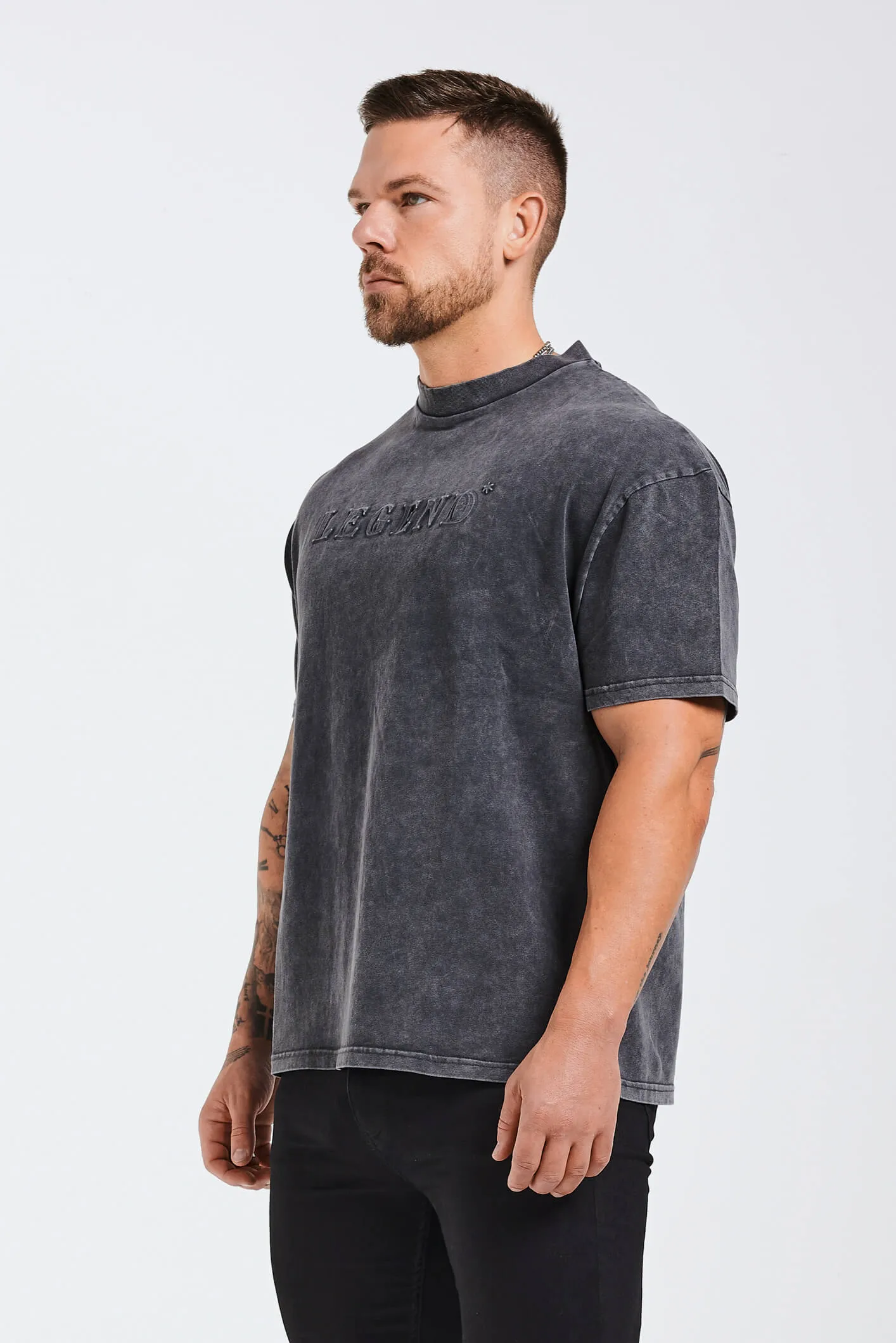 OVERSIZED 3D LOGO T-SHIRT - WASHED GREY