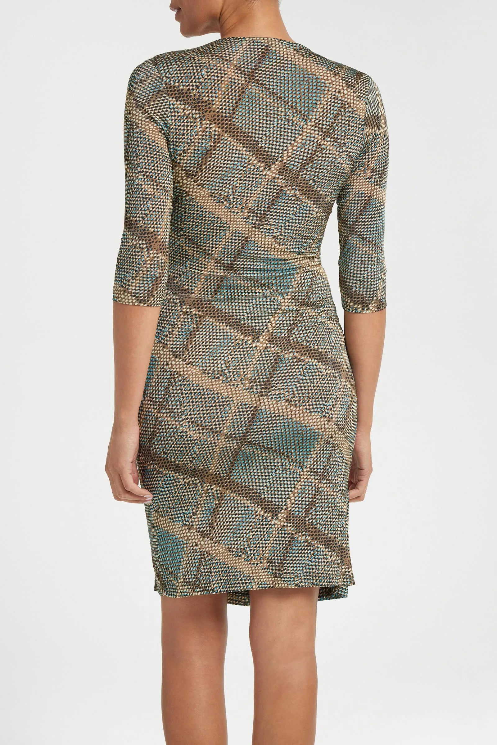 Printed Marine Dress in Reptile Plaid