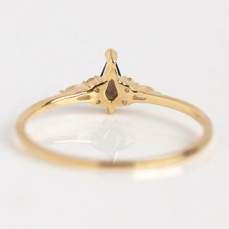 Solid Gold Smoky Quartz Shadow Kite Ring