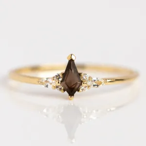 Solid Gold Smoky Quartz Shadow Kite Ring