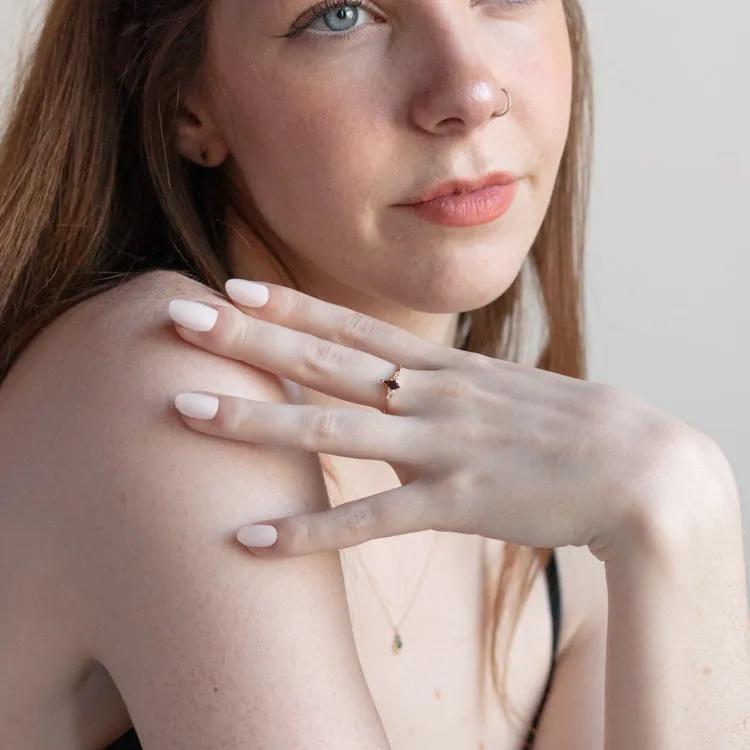 Solid Gold Smoky Quartz Shadow Kite Ring