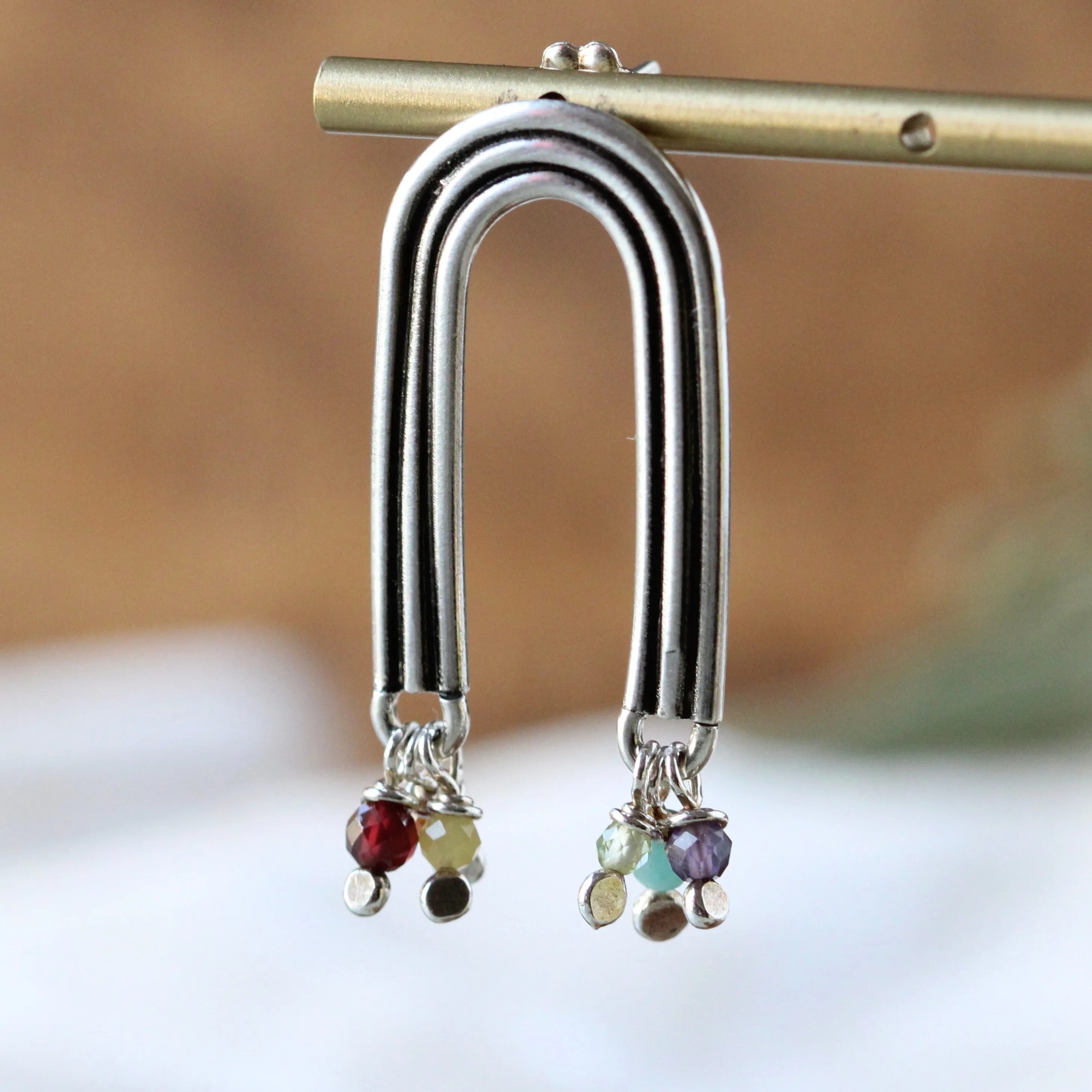 Talismans Of Hope Rainbow Silver Post Earrings